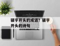 骚字开头的成语？骚字开头的诗句
