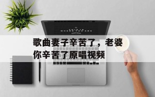 歌曲妻子辛苦了，老婆你辛苦了原唱视频