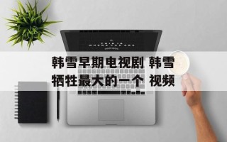 韩雪早期电视剧 韩雪牺牲最大的一个 视频
