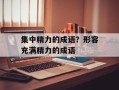 集中精力的成语？形容充满精力的成语