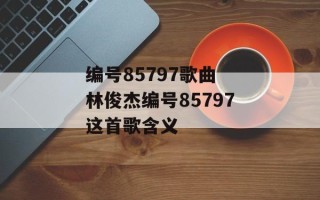 编号85797歌曲 林俊杰编号85797这首歌含义