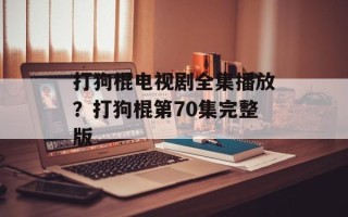 打狗棍电视剧全集播放？打狗棍第70集完整版
