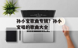 孙小宝歌曲专辑？孙小宝唱的歌曲大全