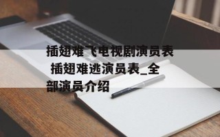 插翅难飞电视剧演员表 插翅难逃演员表_全部演员介绍