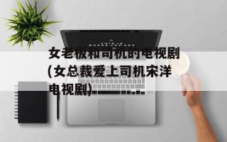 女老板和司机的电视剧(女总裁爱上司机宋洋电视剧)