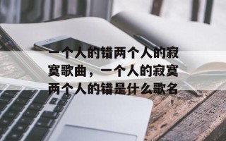 一个人的错两个人的寂寞歌曲，一个人的寂寞两个人的错是什么歌名