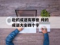 赴的成语有哪些 纯的成语大全四个字