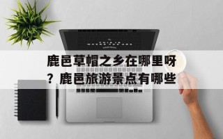 鹿邑草帽之乡在哪里呀？鹿邑旅游景点有哪些
