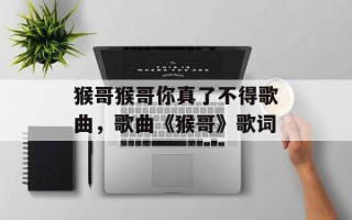 猴哥猴哥你真了不得歌曲，歌曲《猴哥》歌词