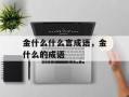 金什么什么言成语，金什么的成语