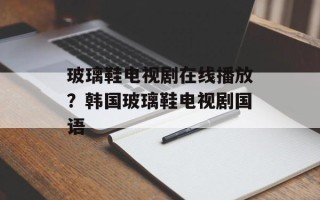 玻璃鞋电视剧在线播放？韩国玻璃鞋电视剧国语