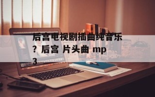 后宫电视剧插曲纯音乐？后宫 片头曲 mp3