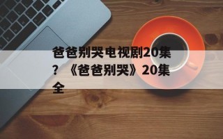 爸爸别哭电视剧20集？《爸爸别哭》20集全