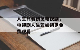 人生只若初见电视剧，电视剧人生若如初见免费观看