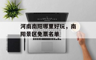 河南南阳哪里好玩，南阳景区免票名单