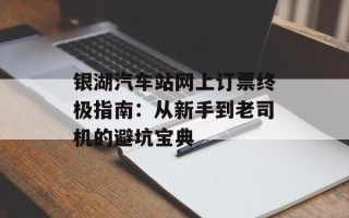 银湖汽车站网上订票终极指南：从新手到老司机的避坑宝典