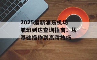 2025最新浦东机场航班到达查询指南：从基础操作到高阶技巧