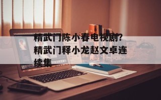 精武门陈小春电视剧？精武门释小龙赵文卓连续集